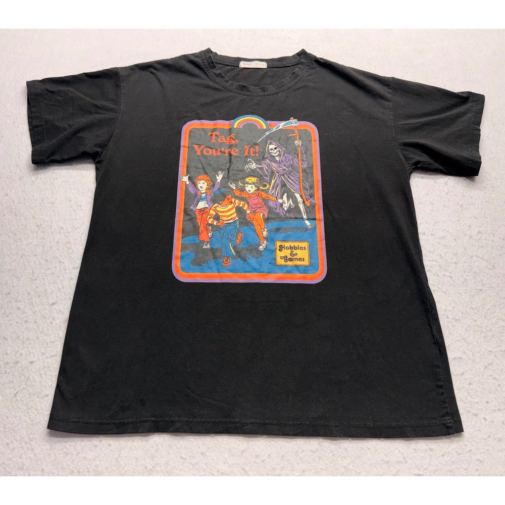Romwe Tag Youre It Grim Reaper Graphic Tee Black Small Humor Hobbies and Games